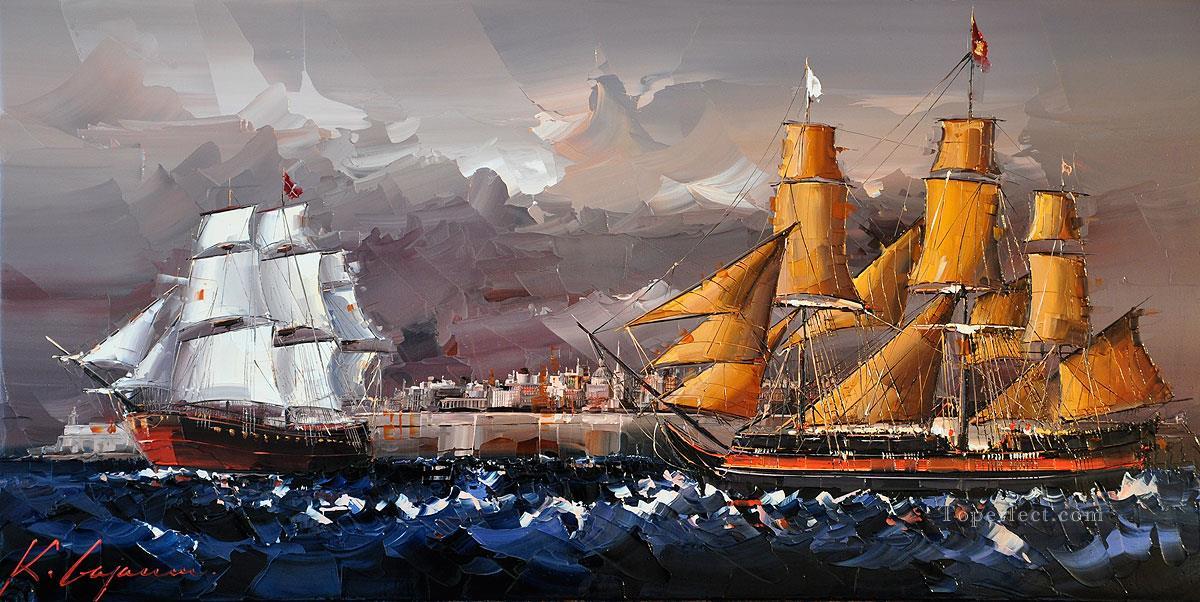 sailing ships Kal Gajoum by knife Oil Paintings